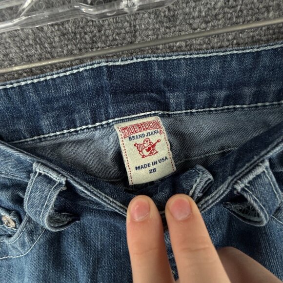True Religion Blue Jeans Women 31x26 USA Denim Embroidered Urban Adult Ladies - Picture 8 of 13